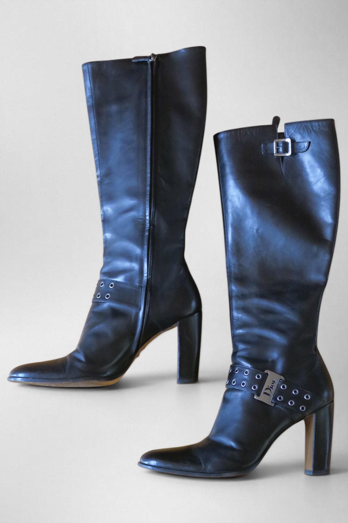 Dior leather knee high boots