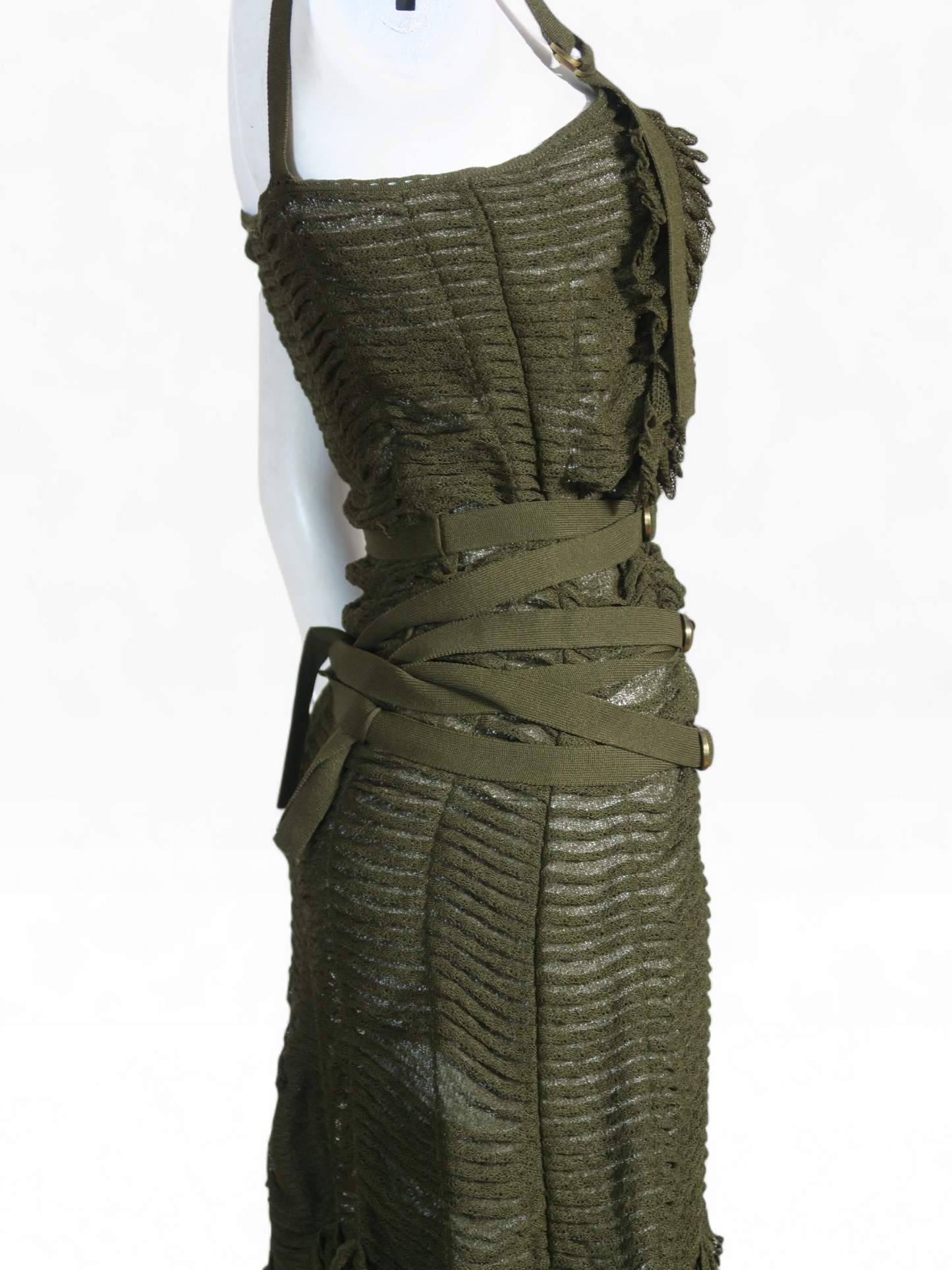 Dior spring 2003 army green bondage dress