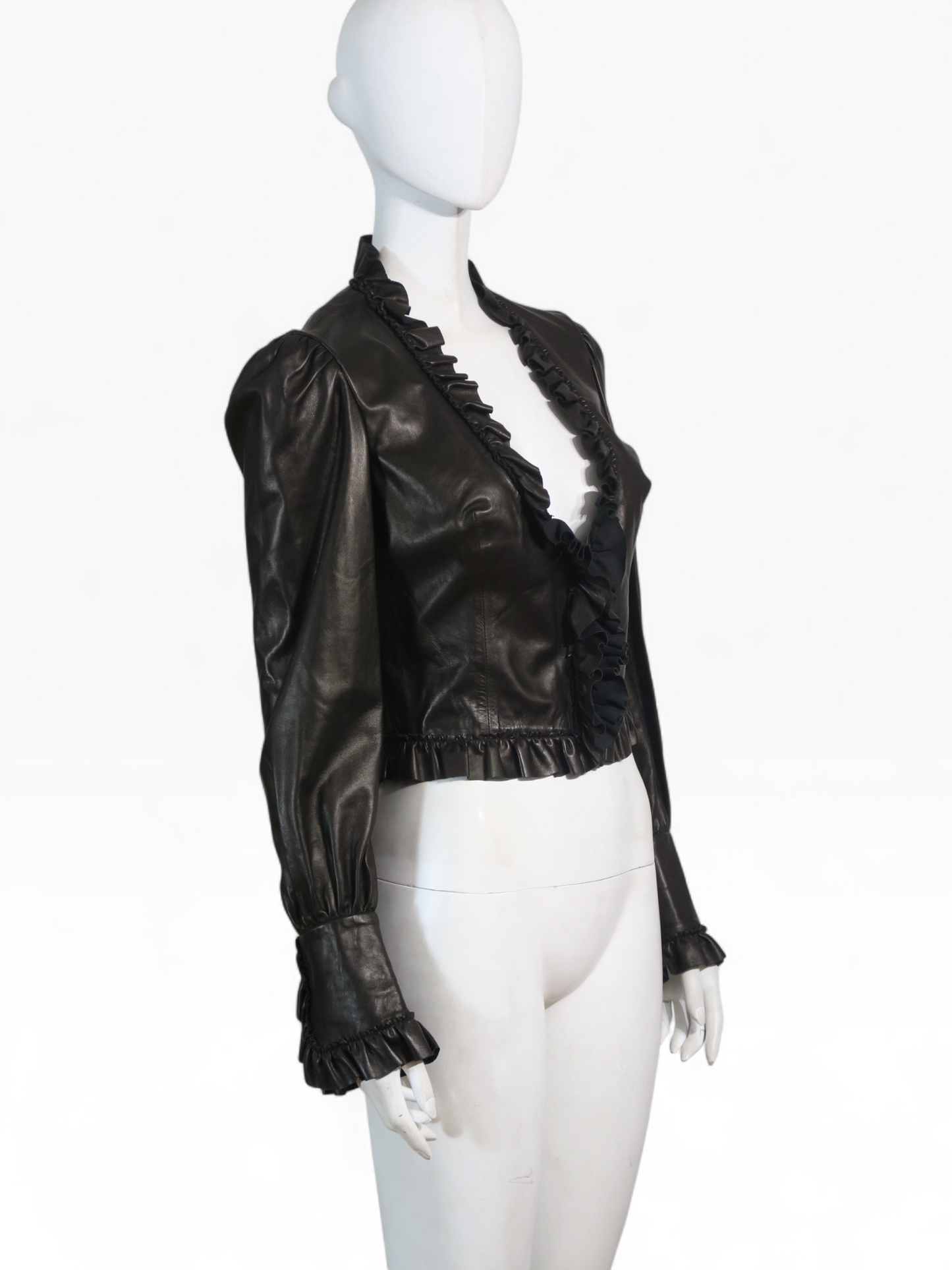 Valentino leather shirt ruffles