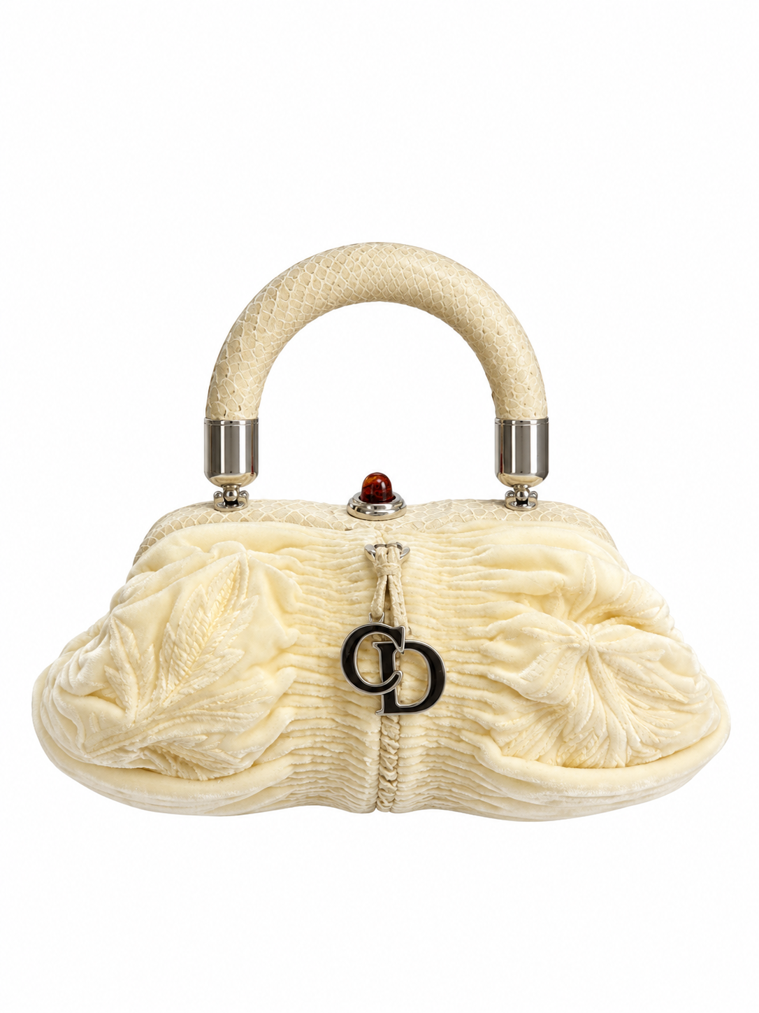 Dior 2008 Karenina cream velour python bag