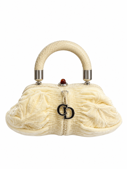 Dior 2008 Karenina cream velour python bag