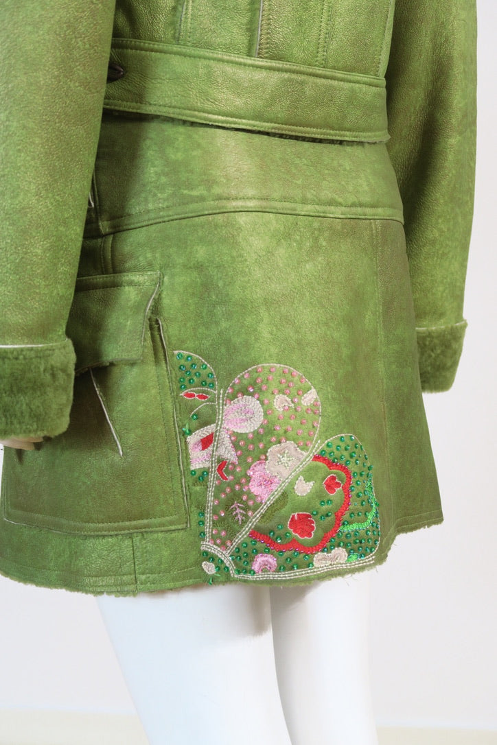 John Galliano fall 2005 green shearling beaded set