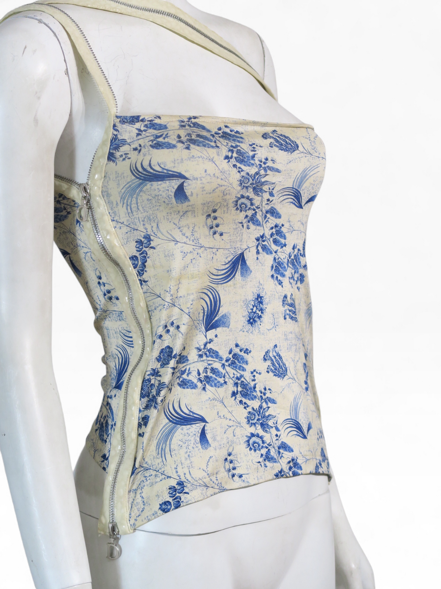 Dior spring 2001 asymmetrical zipper bow strap top