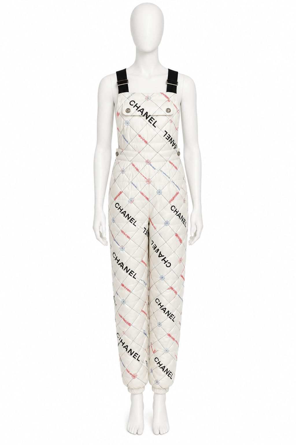 Chanel 2021 white quilted logo ski jumpsuit