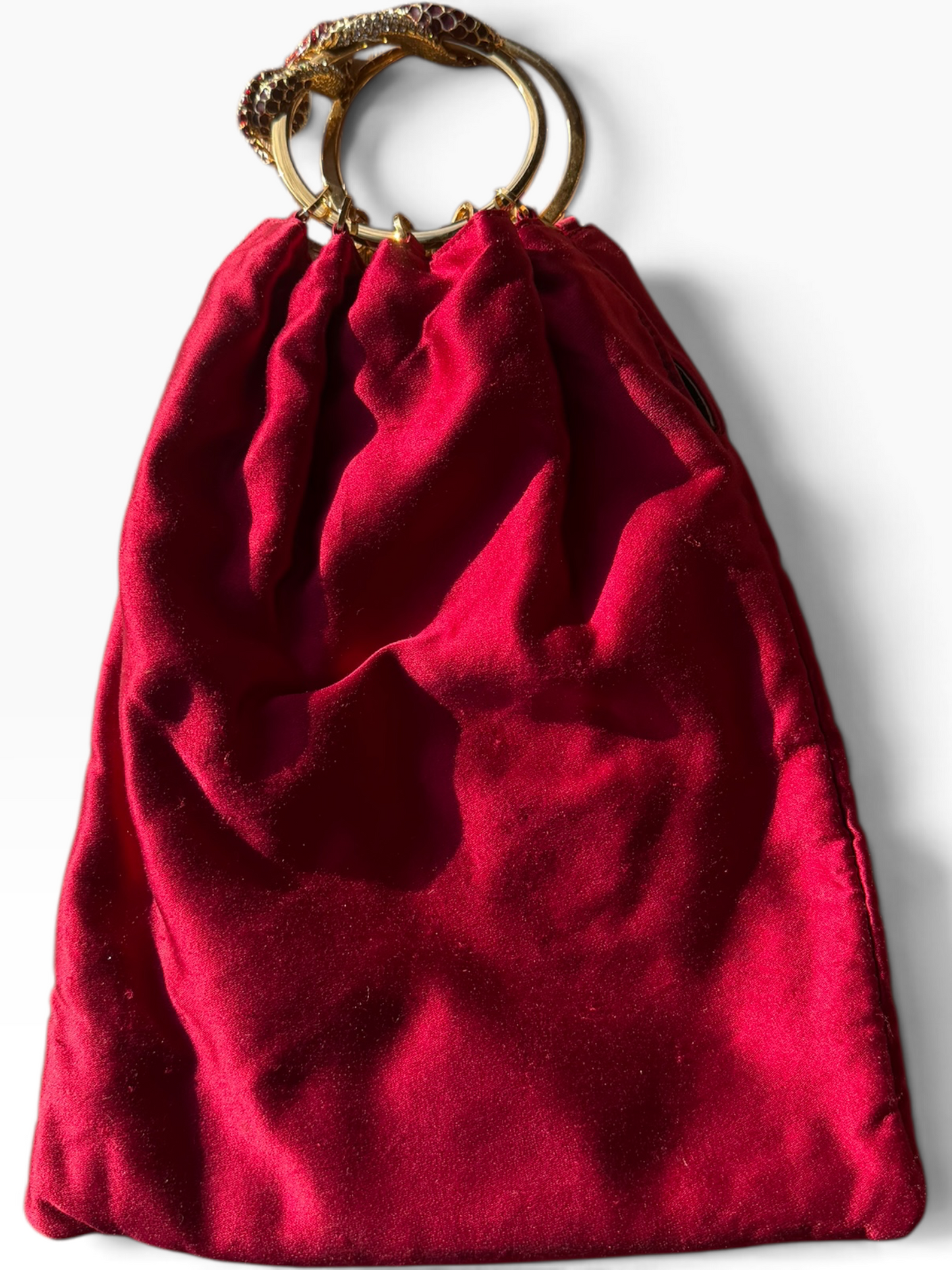 Valentino red satin snake handle bag