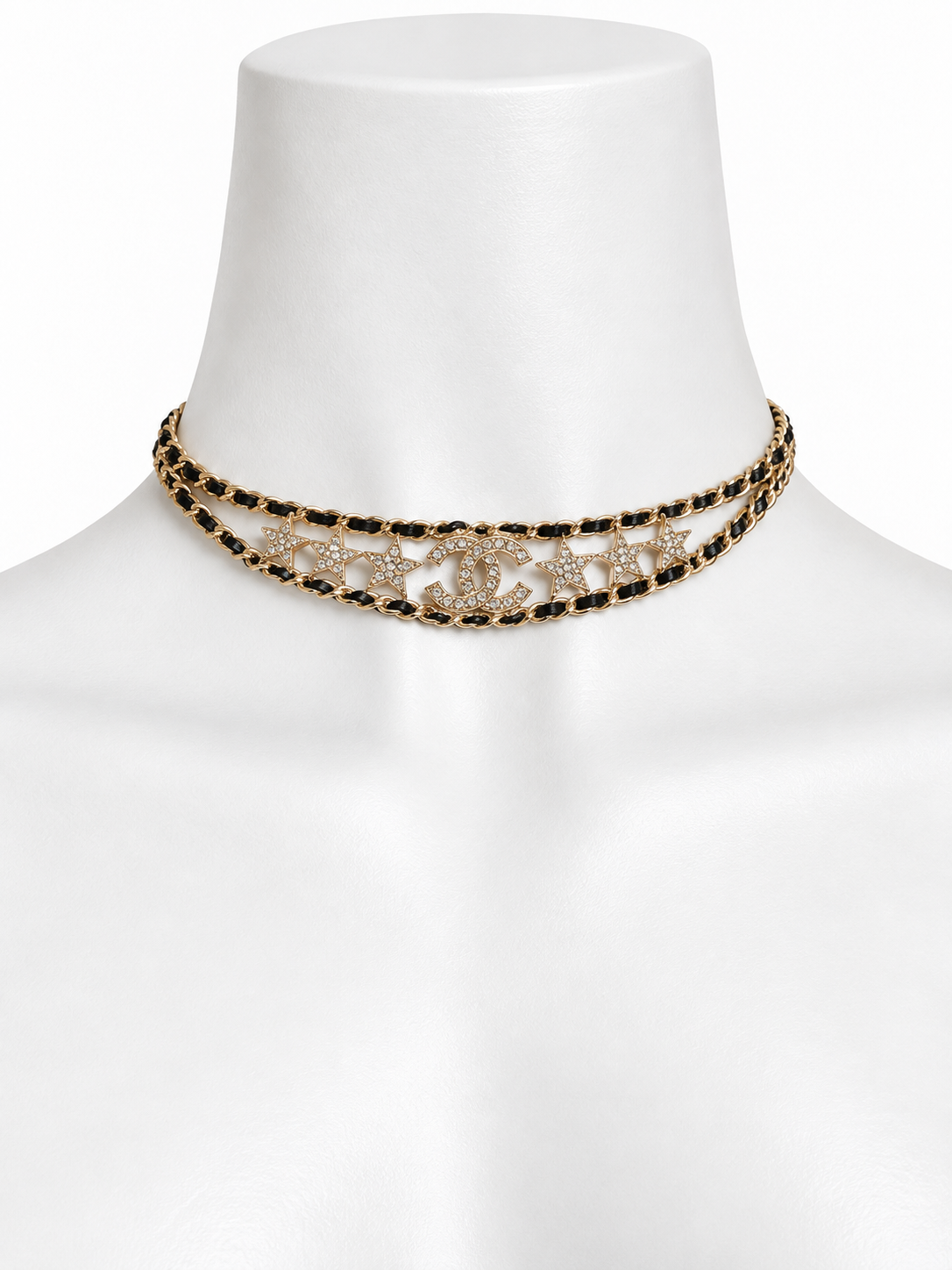 Chanel highly documented crystal CC stars choker necklace
