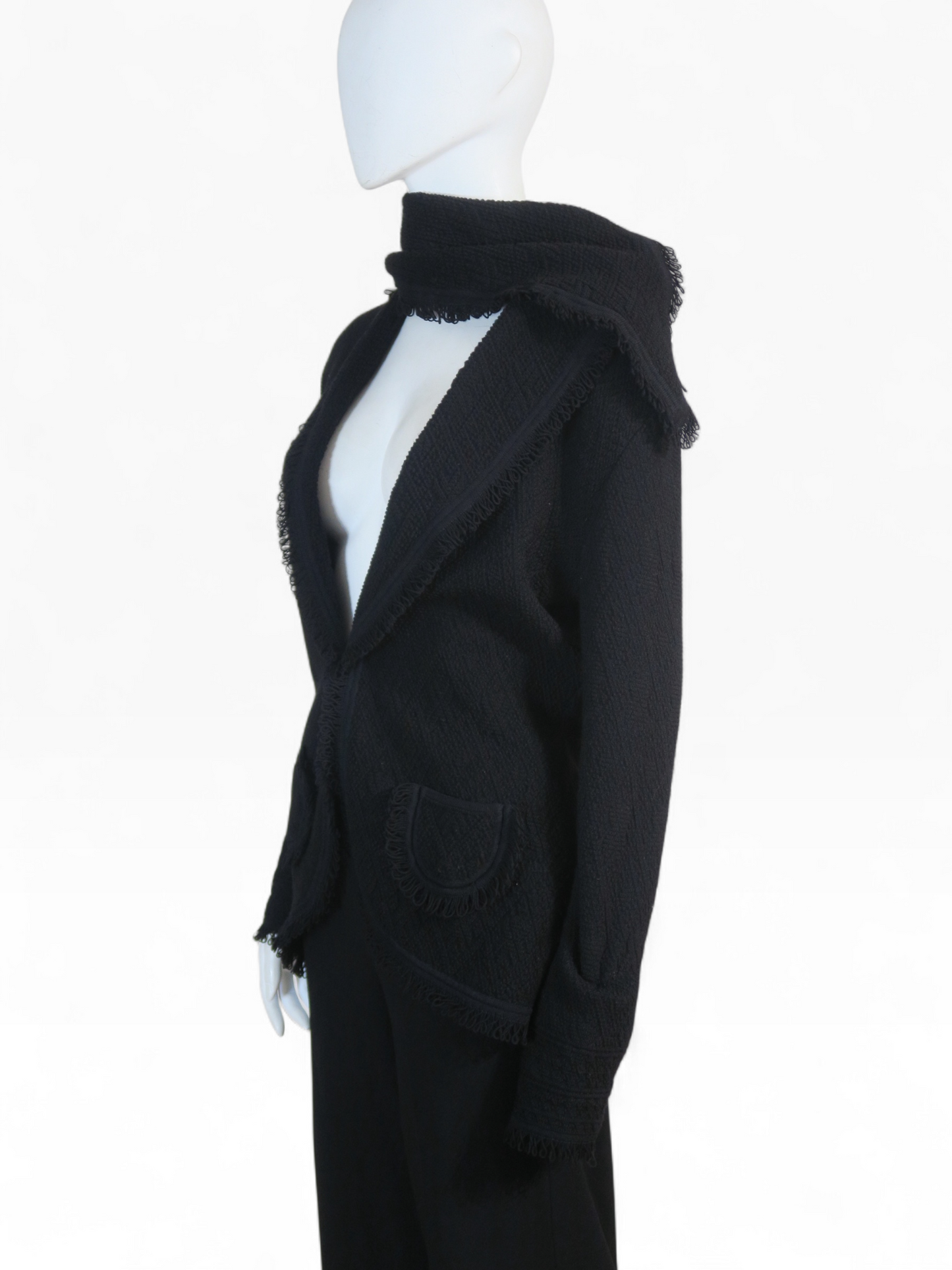 Galliano 1999 black scarf jacket pants set
