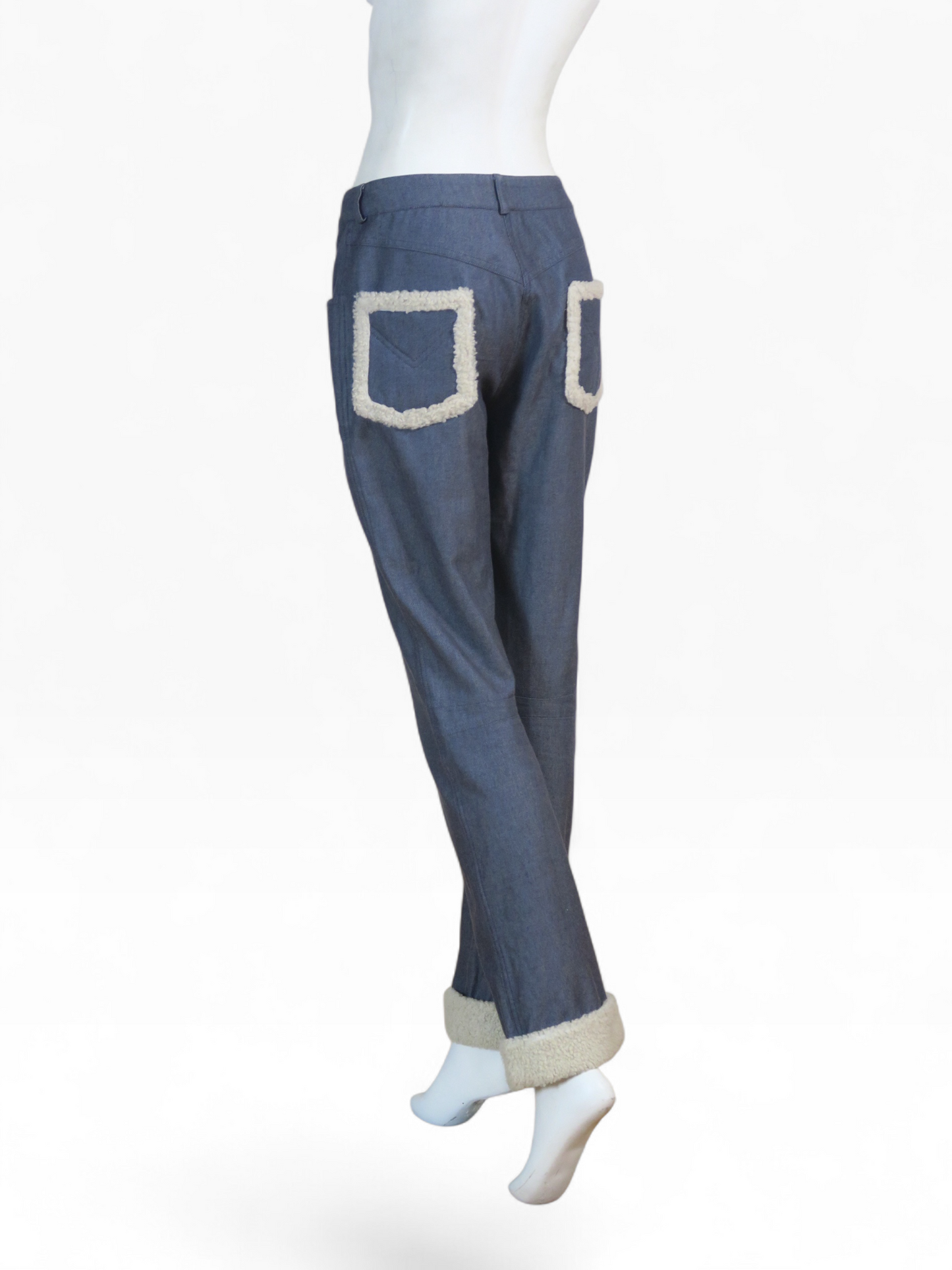 Dior fall 2000 shearling trim denim pants