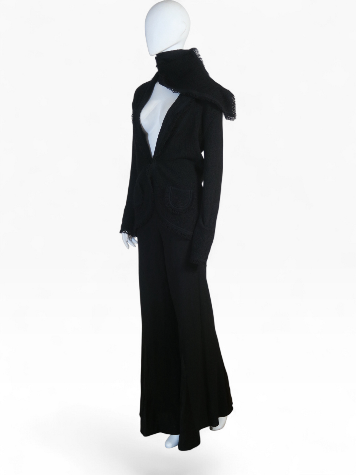 Galliano 1999 black scarf jacket pants set