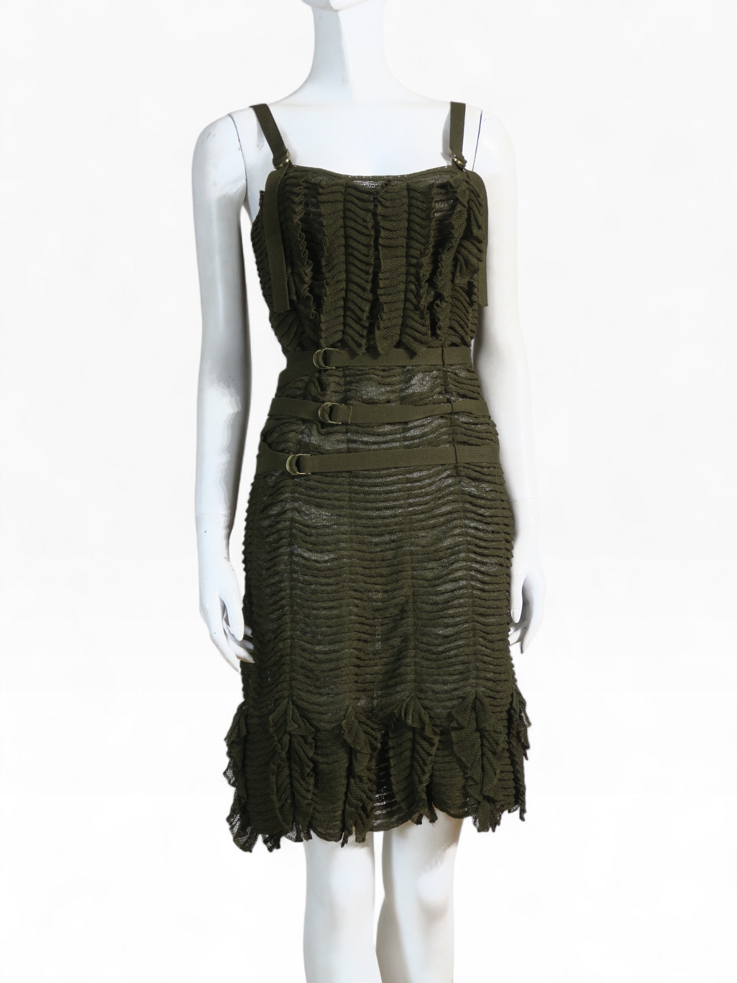 Dior spring 2003 army green bondage dress