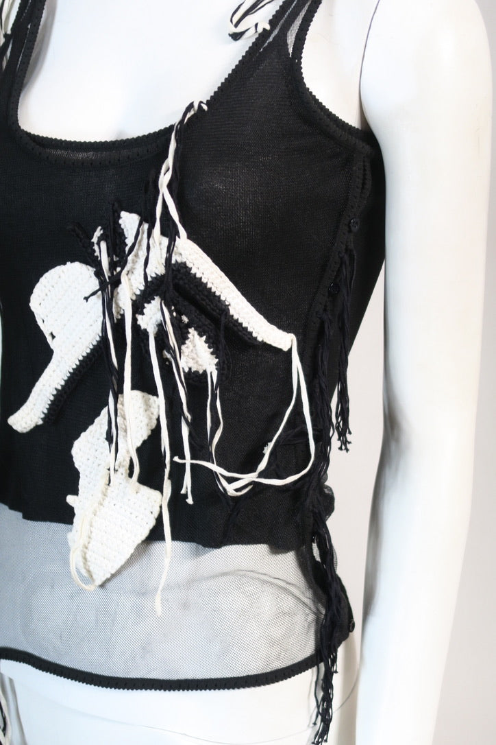 Galliano detailed top crochet vintage