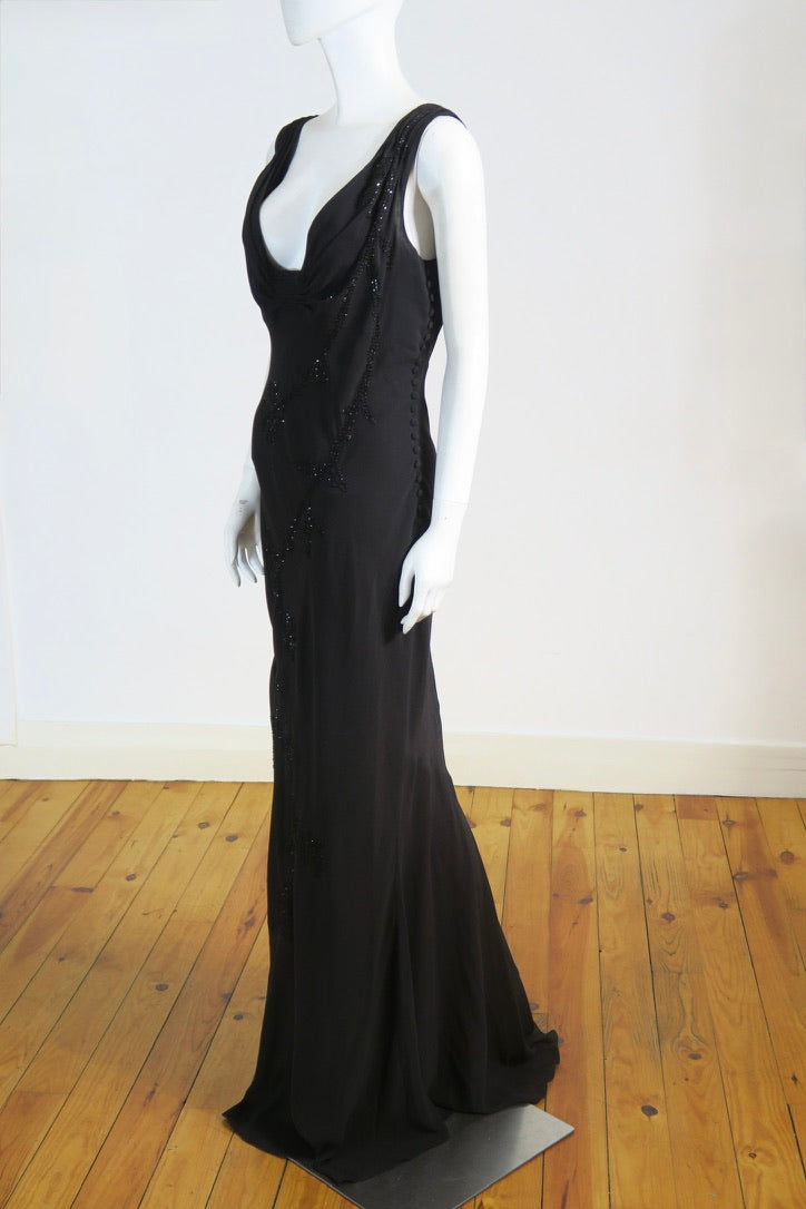 Galliano evening dress full beading black