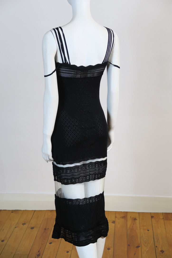 Galliano mesh panel dress black vintage