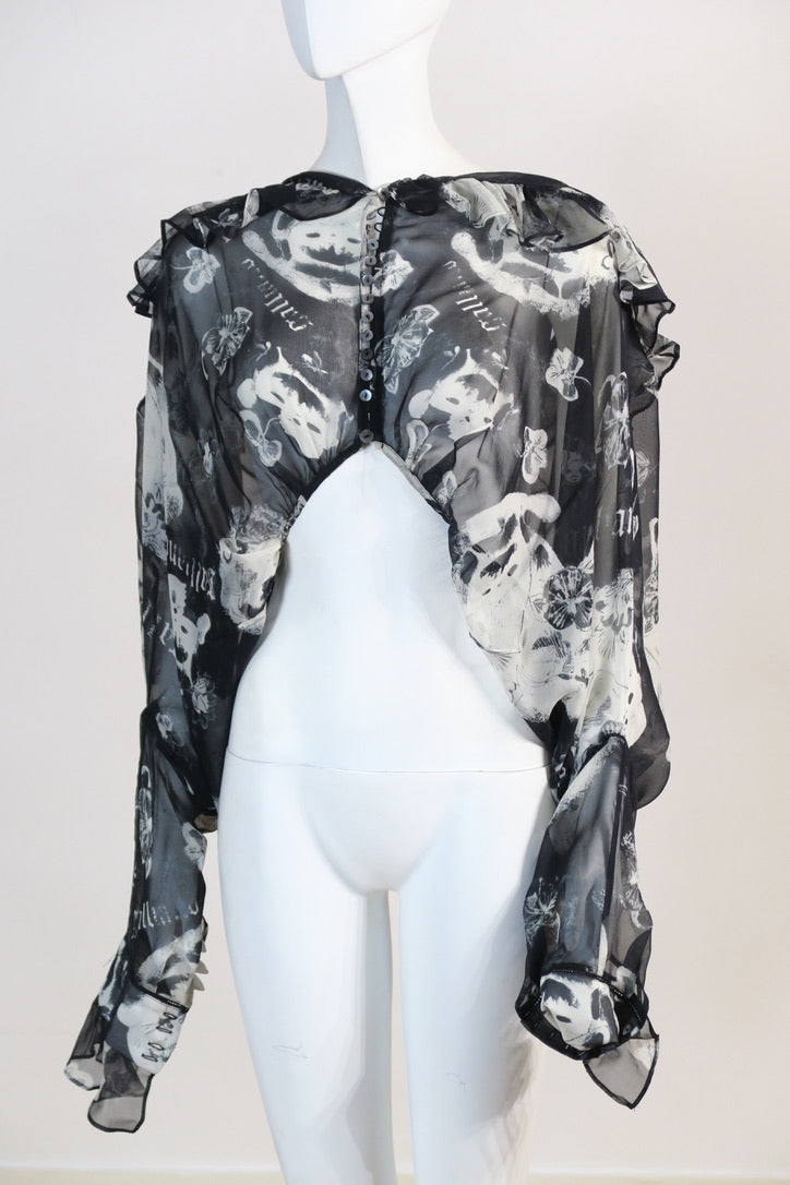 Galliano sheer printed shirt