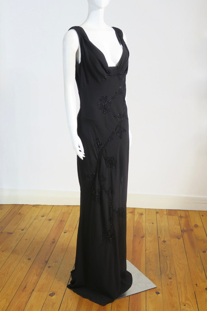 Galliano vintage maxi dress silk covered buttons