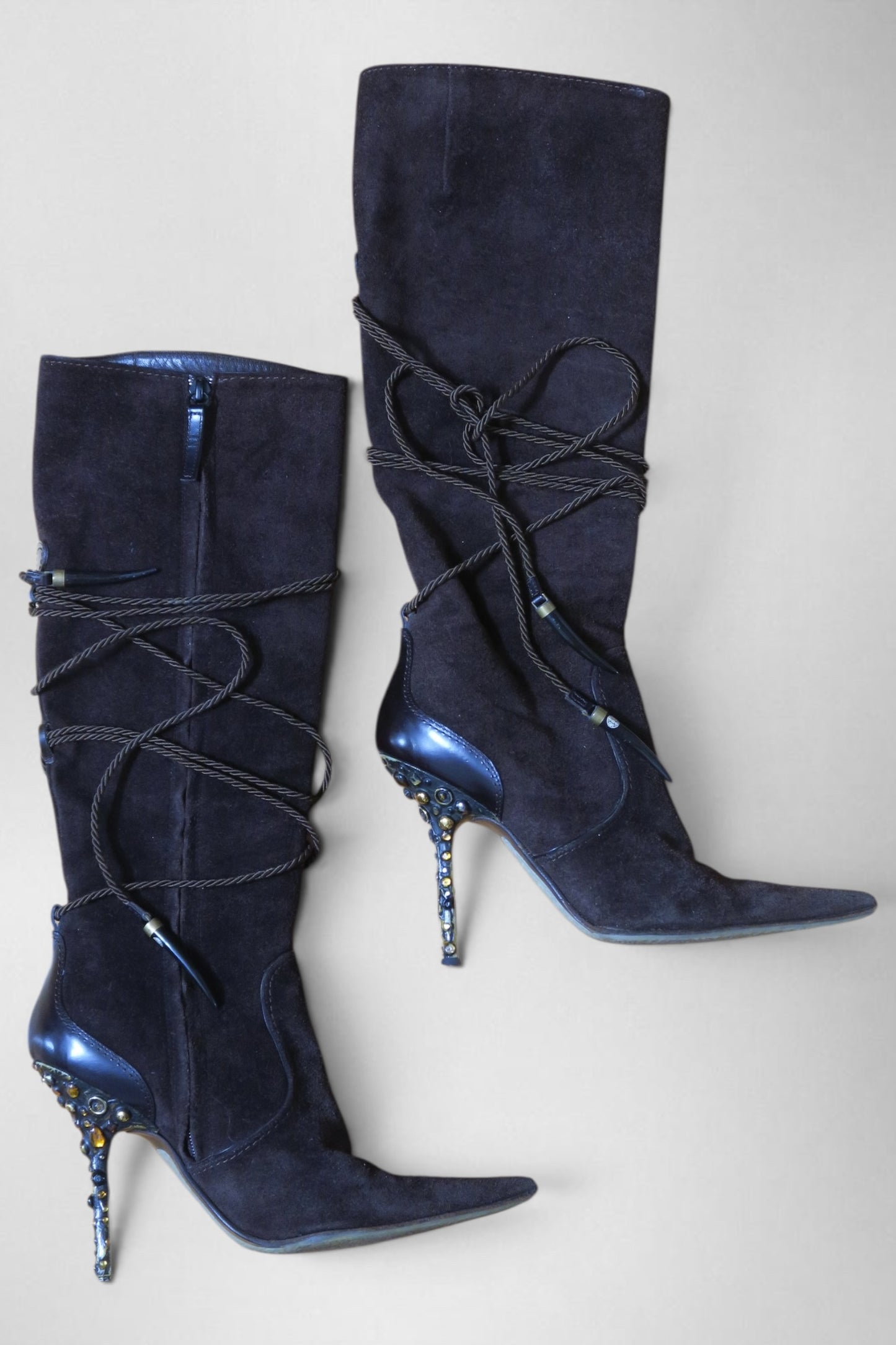 Giuseppe Zanotti suede crystal heel boots