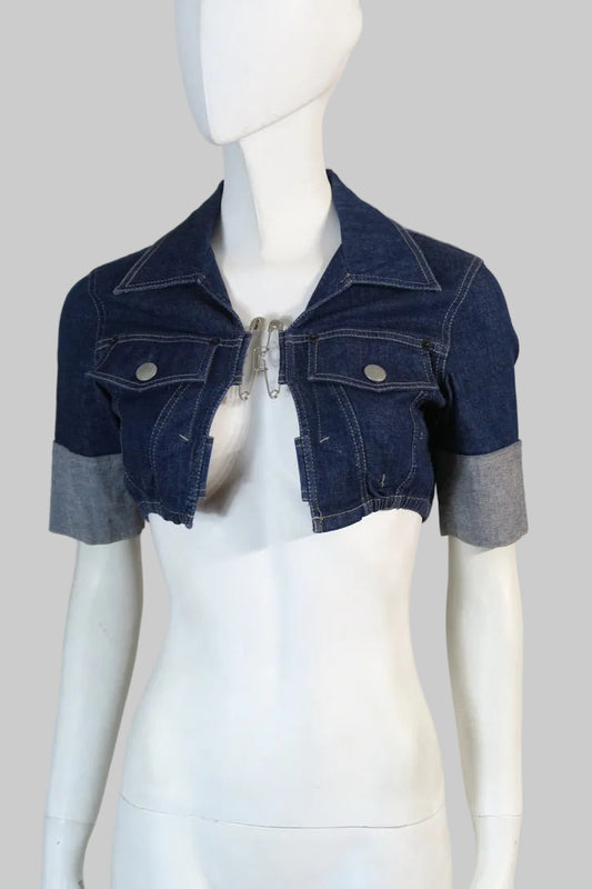 Jean Paul Gaultier denim safety pin top