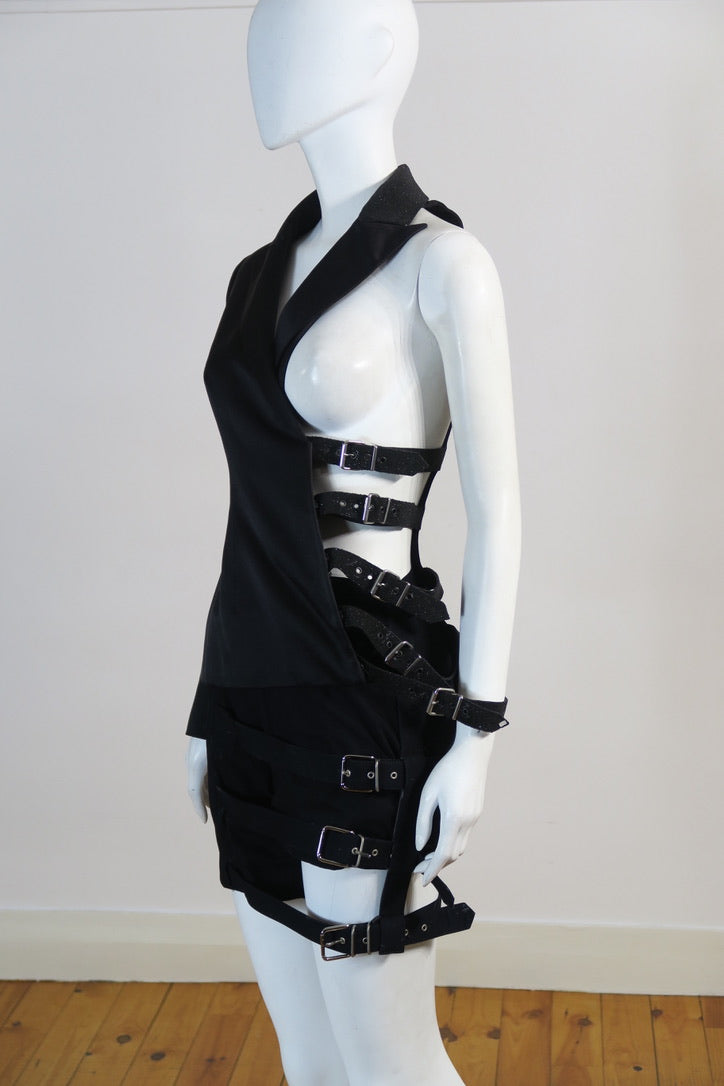 Jean Paul Gaultier mini shorts bondage details