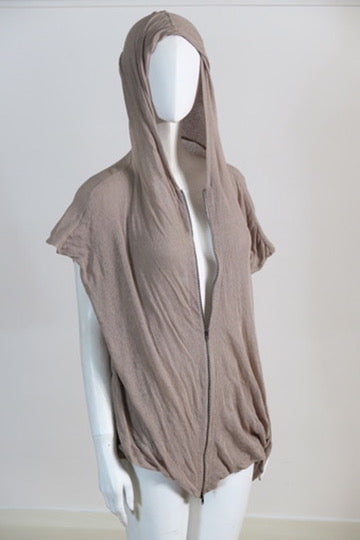 Jean Paul Gaultier nude hooded top zip