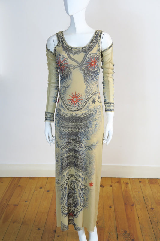 Jean Paul Gaultier tattoo mesh dress