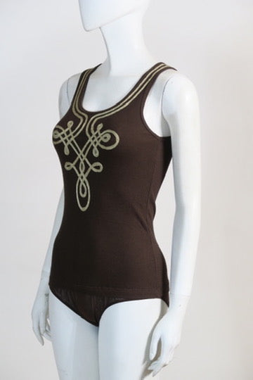 Jean Paul Gaultier tribal bodysuit brown