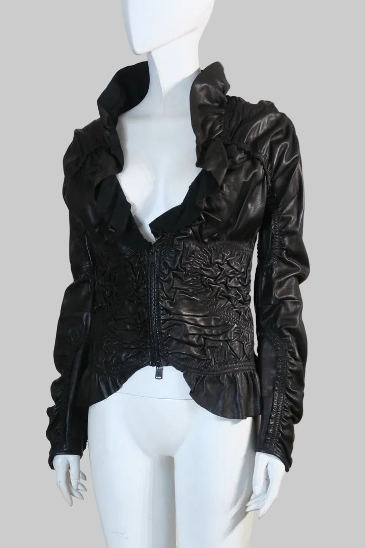 Jitrois black rushed leather jacket