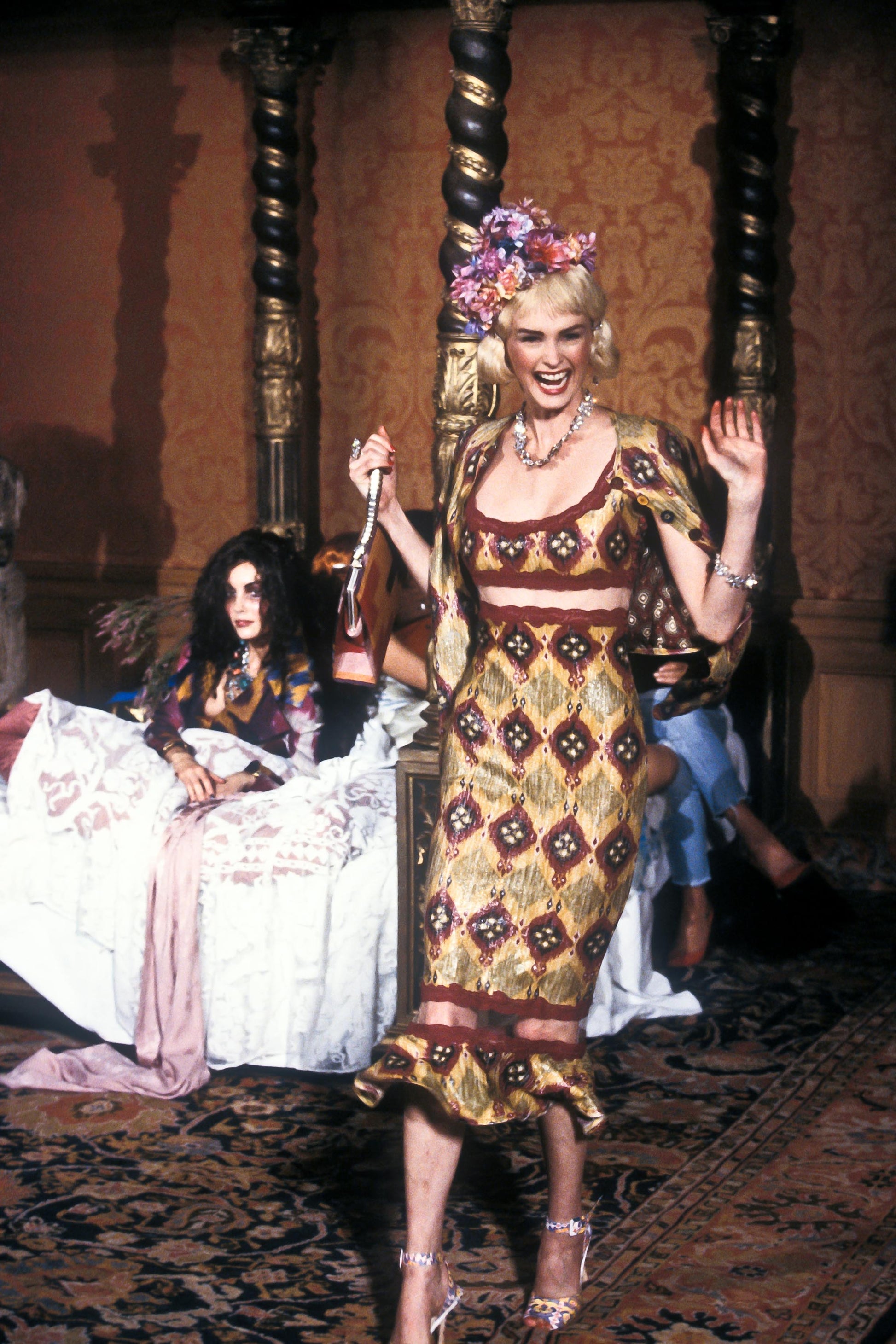 John Galliano 1998 runway lace dress red tulle