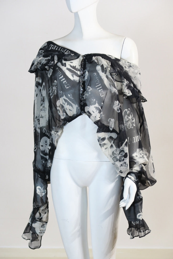 John Galliano chiffon ruffle shirt