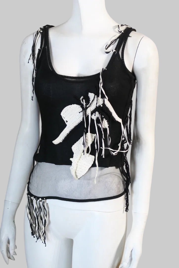 John Galliano layered tank top black white