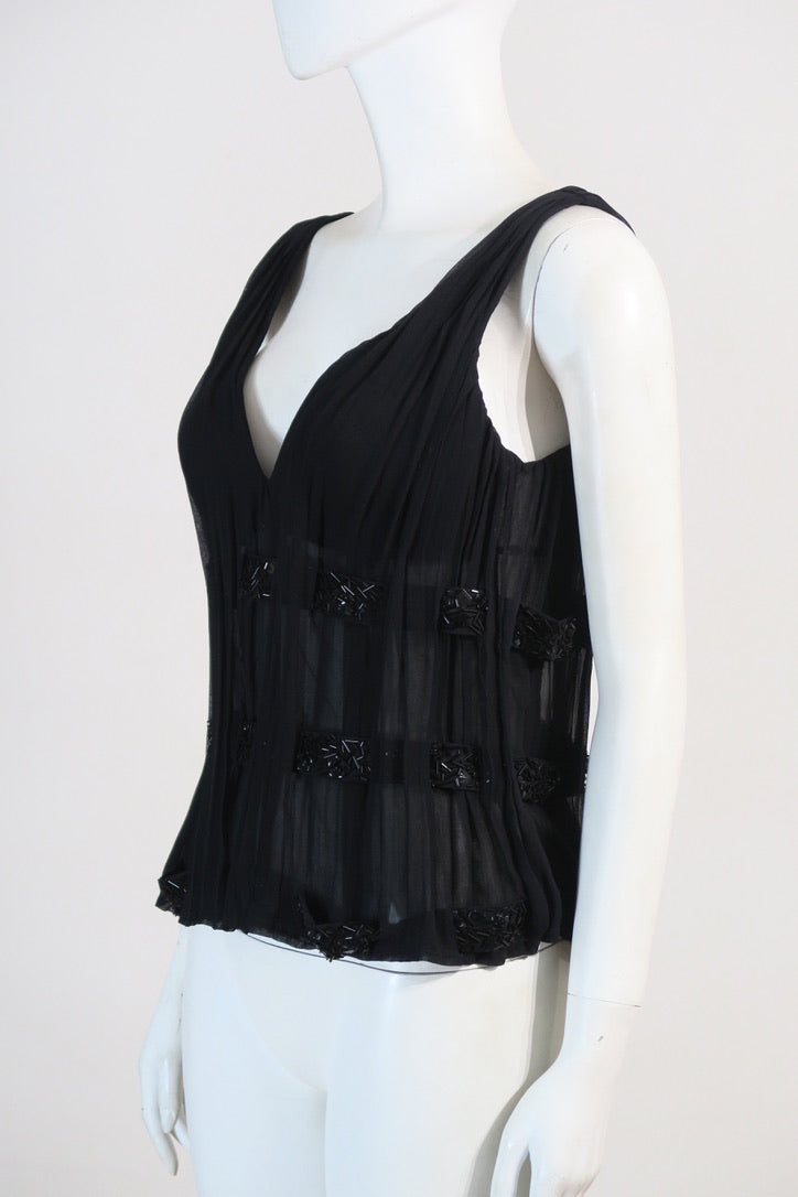 La Perla black corset crystal embroidery sheer