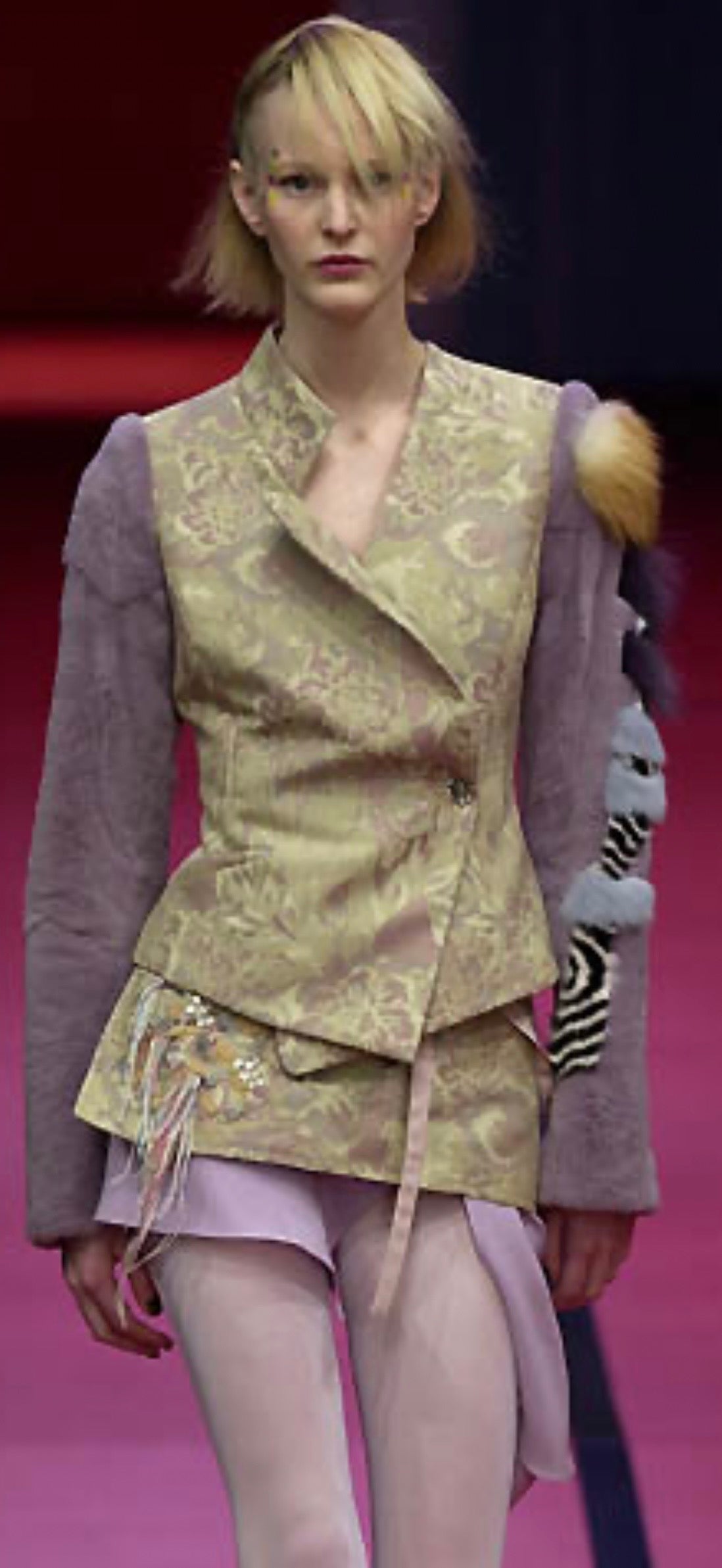 Lacroix asymmetrical collar jacket fur detail