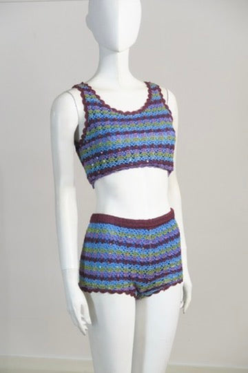 Missoni knit set multicolor top shorts vintage Paris