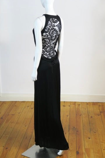 Roberto Cavalli 2006 black jersey dress lace back Paris