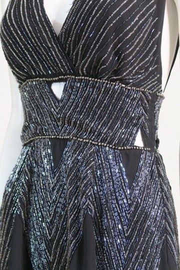 Scherrer evening dress black mini fitted Paris