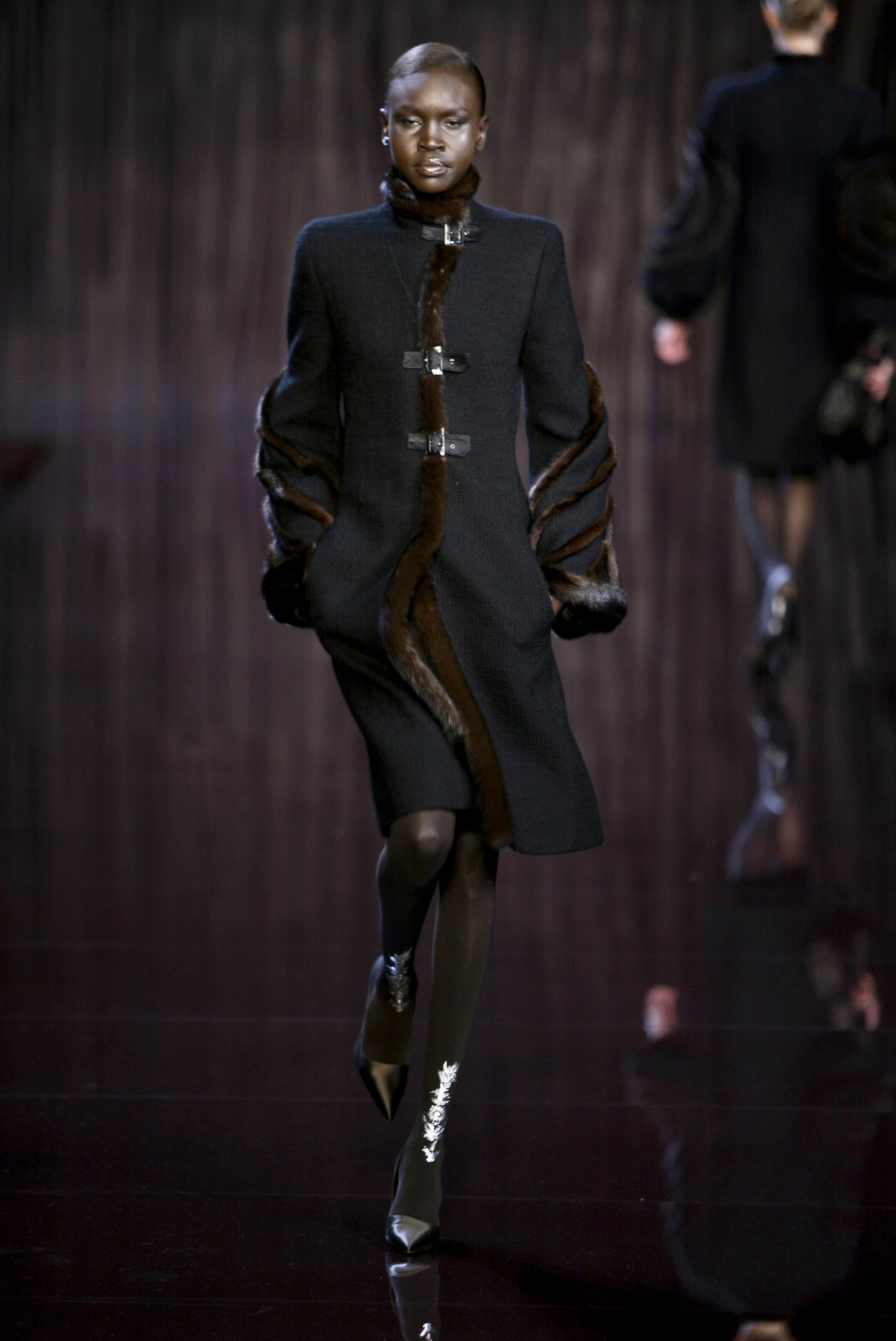 Valentino fall 2003 runway wool mink maxi jacket