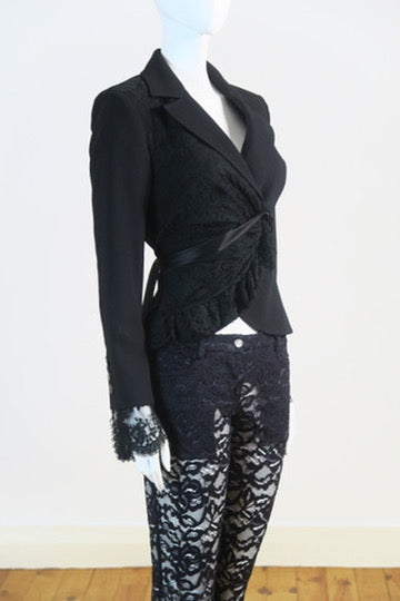 Valentino black lace jacket structured vintage Paris