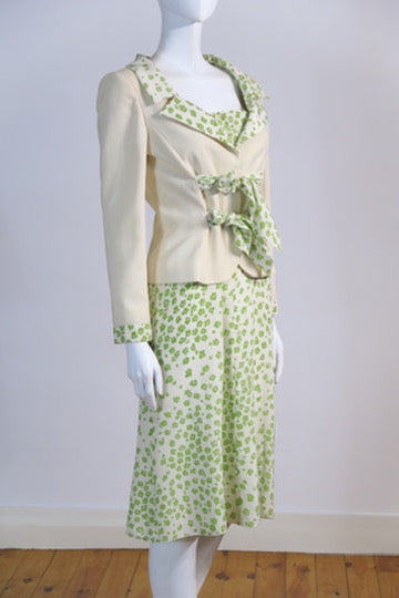 Valentino dress jacket ensemble green flowers