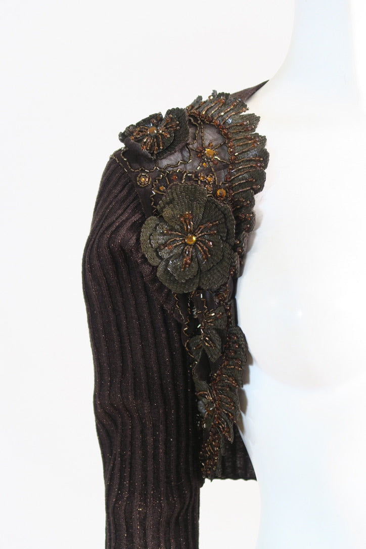 Valentino embellished shoulder bolero knit sleeves Paris