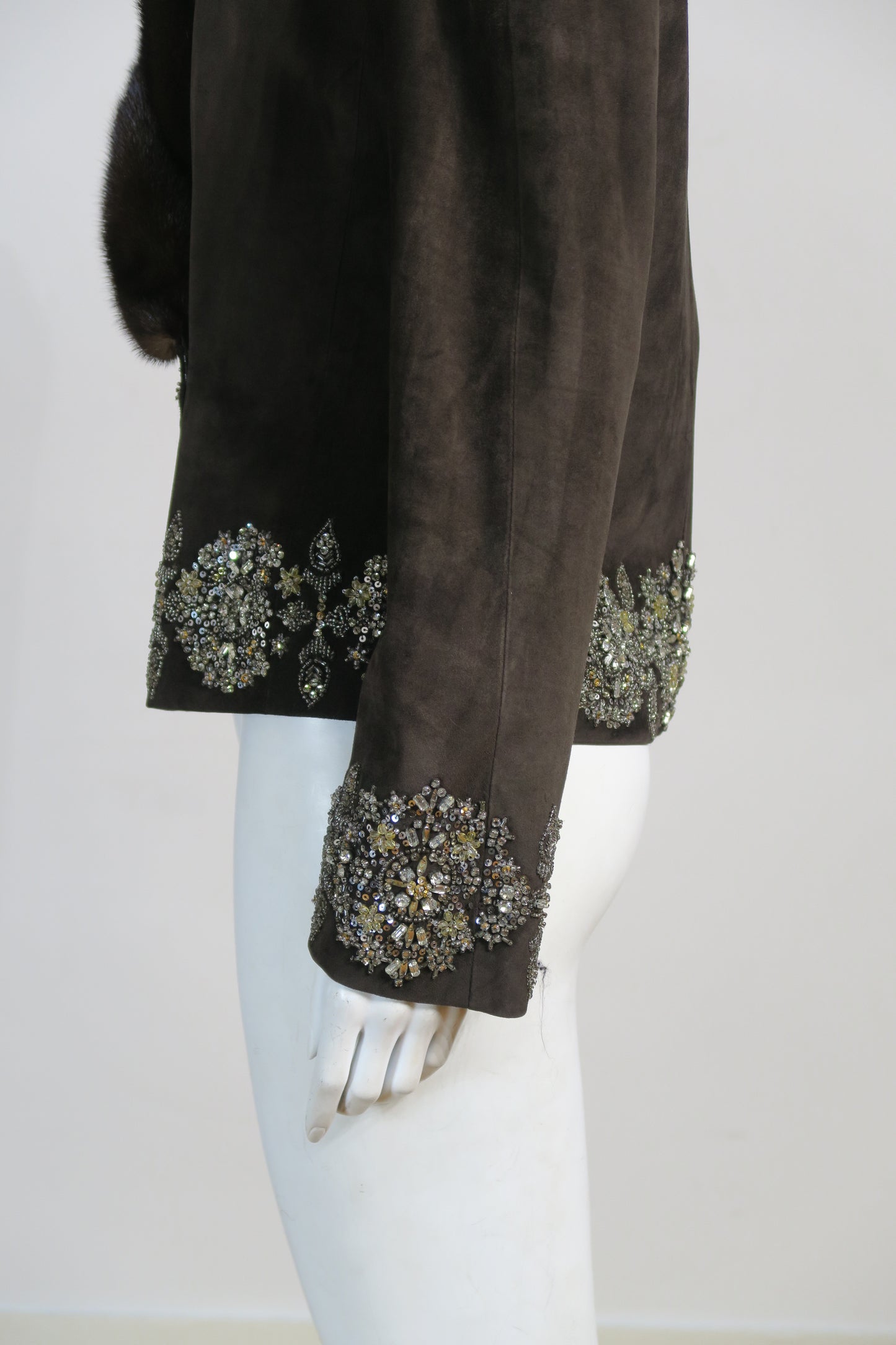 Valentino fur trim suede jacket details