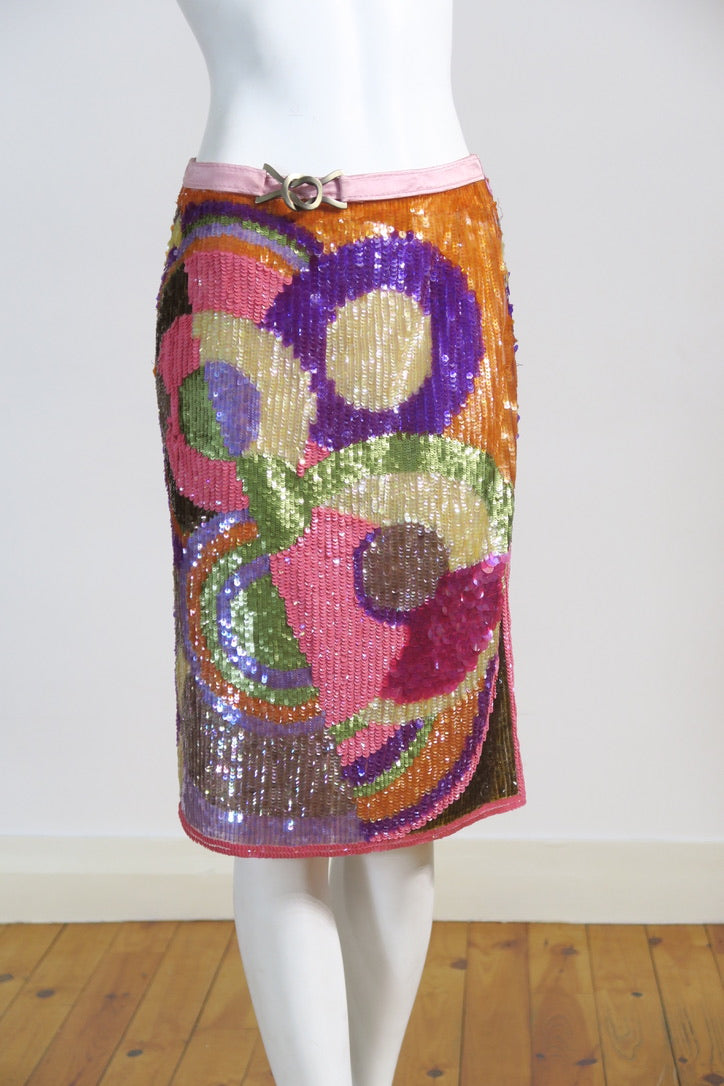 Valentino skirt detail sequins colorful pattern Paris