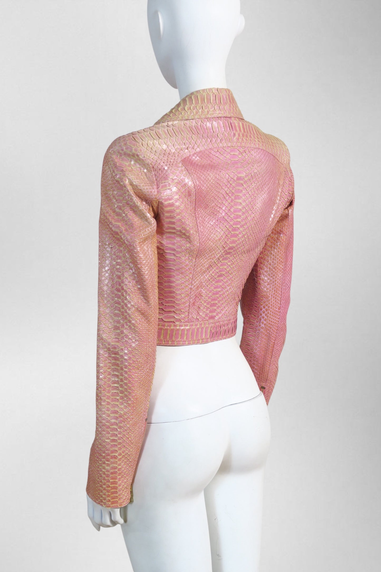 Versace cropped leather jacket pink