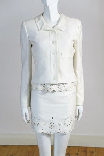 Vintage Valentino white 3 piece set bridal broderie anglaise Paris