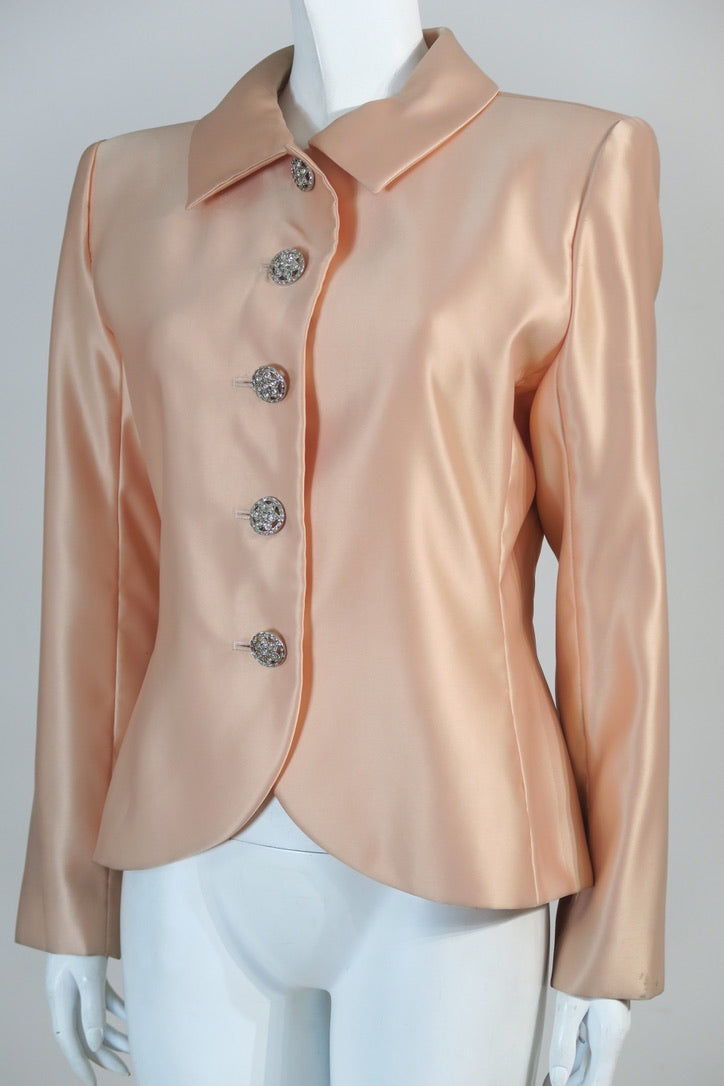 YSL silk jacket light pink button detail