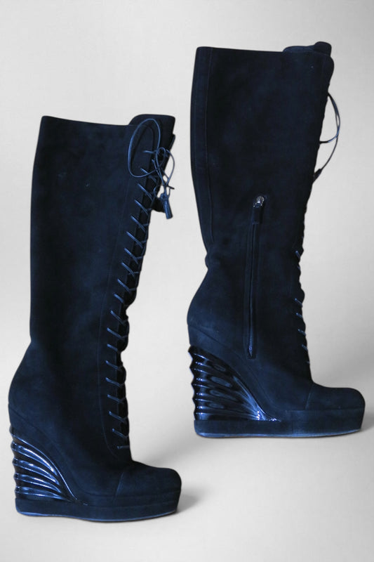 Yves Saint Laurent suede platform boots