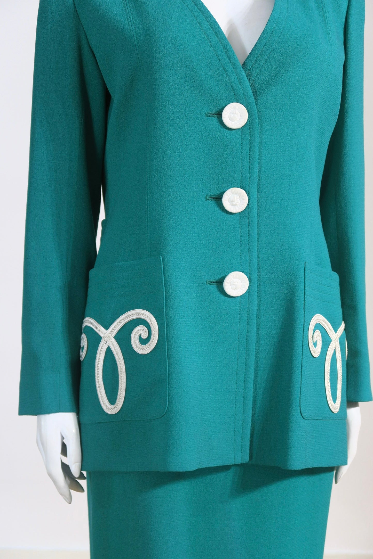 YSL vintage tailored set green buttons detail Paris