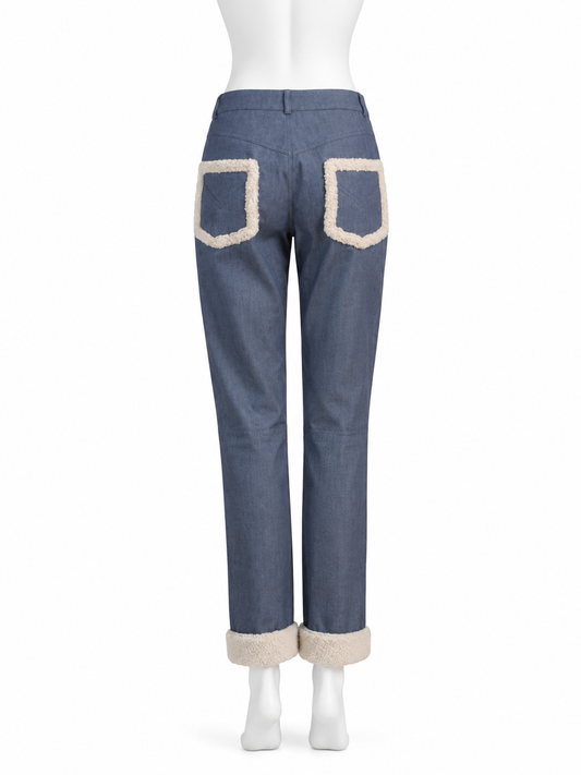 Dior fall 2000 shearling trim denim pants
