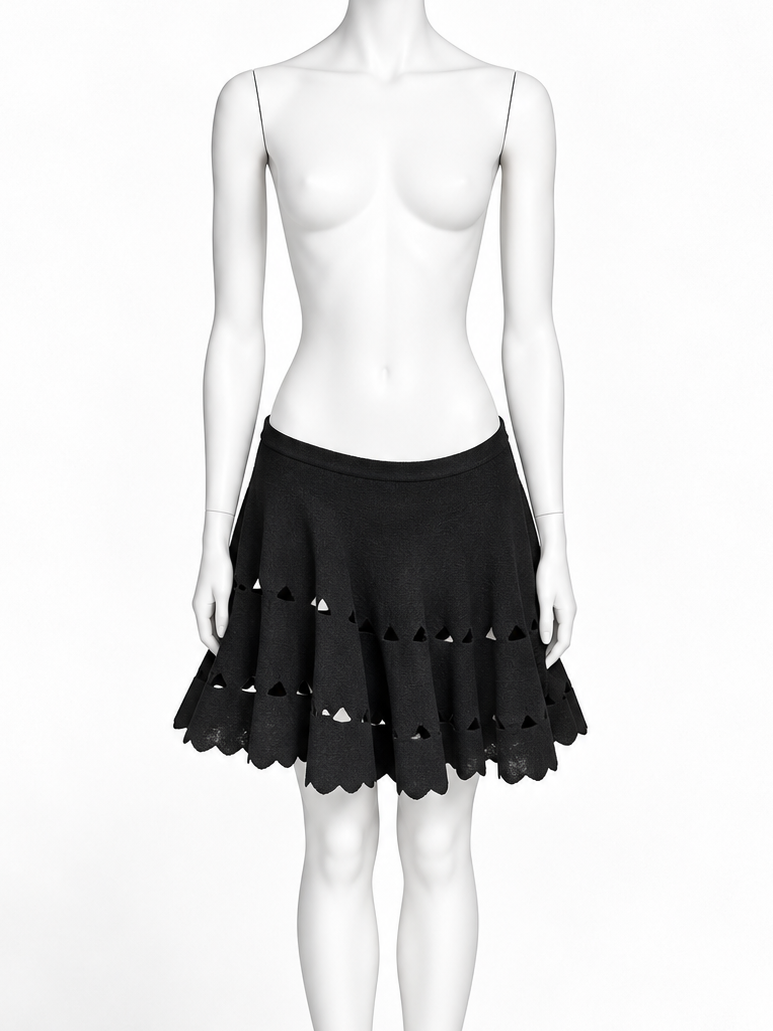 Alaia black laser cut skirt