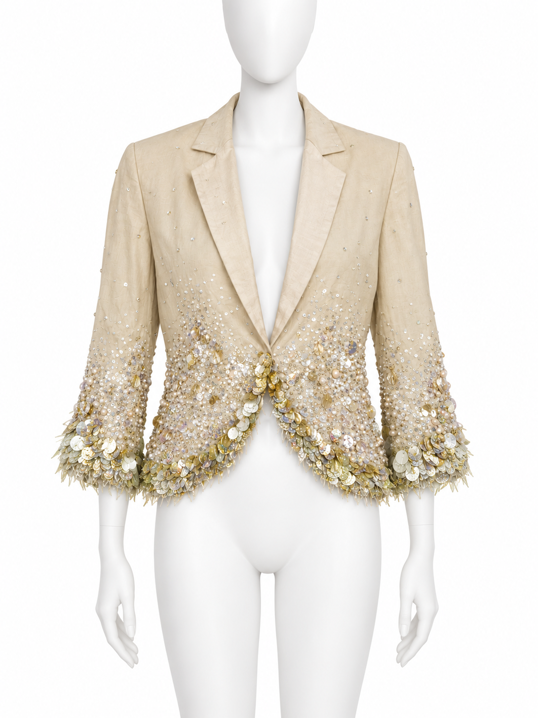 Anna Molinari 2000s beige embellished cropped blazer