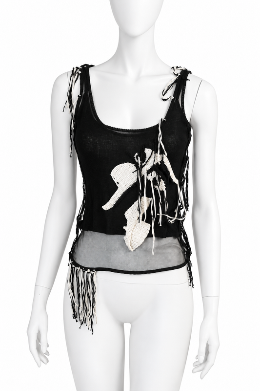 John Galliano spring 2001 deconstructed knit tulle top