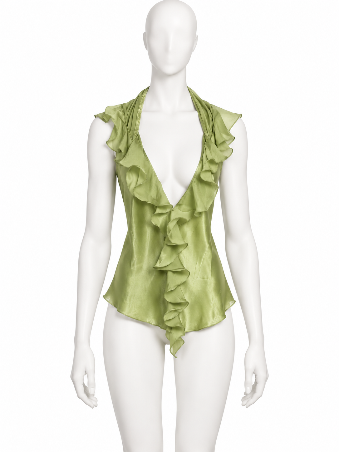 Roberto Cavalli silk ruffles halter top